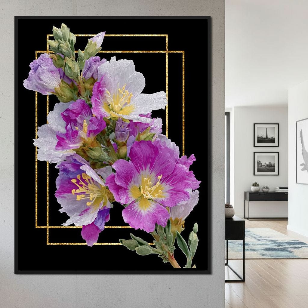 Golden Frame Petal Radiance Canvas Wall Art