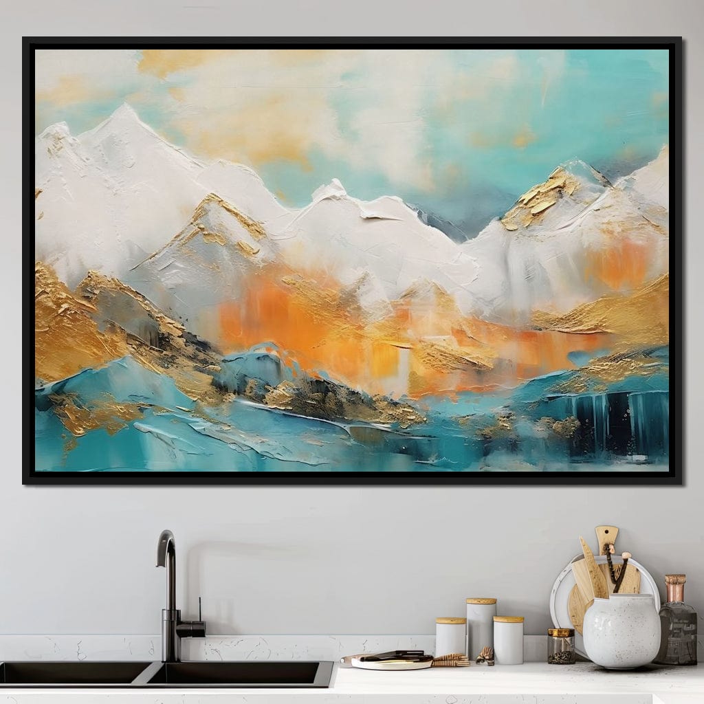 Golden Peaks Dawn Mountain Escape Canvas Wall Art