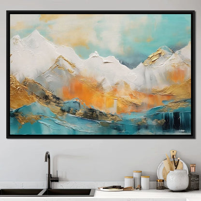 Golden Peaks Dawn Mountain Escape Canvas Wall Art