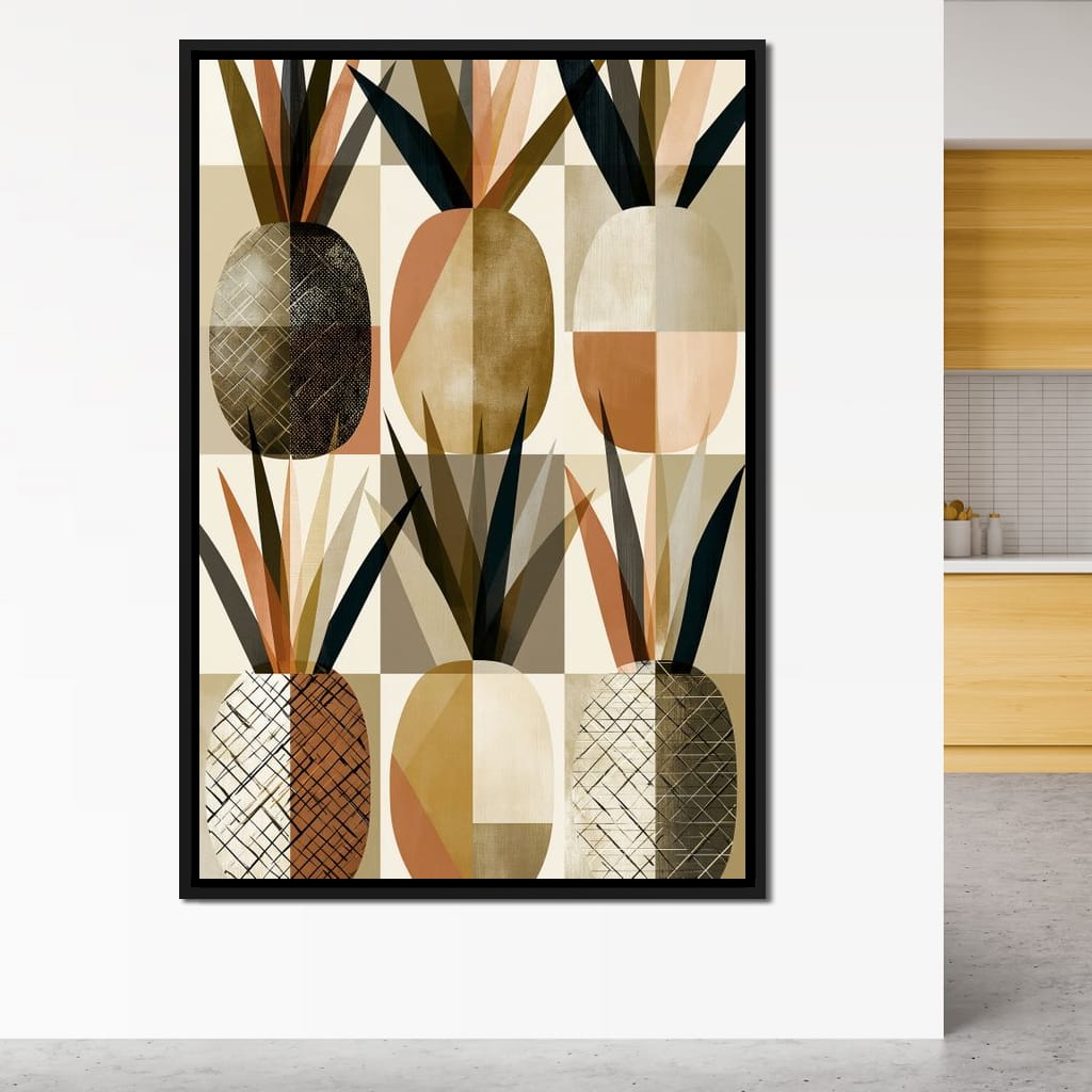 Geometric Tropical Pineapples Study Canvas Wall Art
