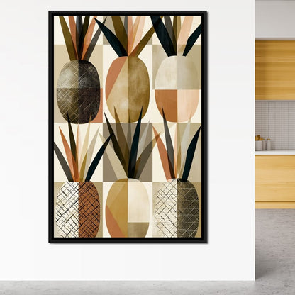 Geometric Tropical Pineapples Study Canvas Wall Art