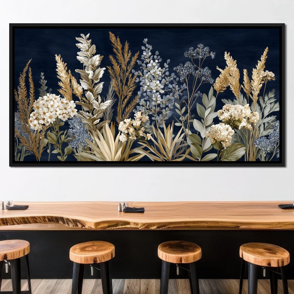 Midnight Botanical Bouquet Canvas Wall Art