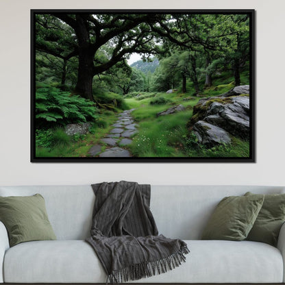 Emerald Forest Stone Pathway Canvas Wall Art