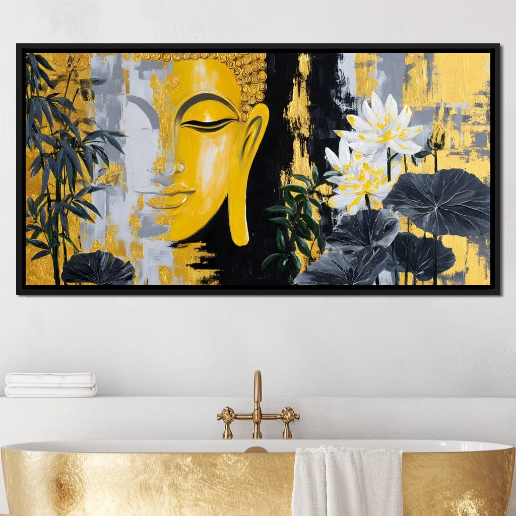 Golden Buddha Lotus Harmony Canvas Wall Art
