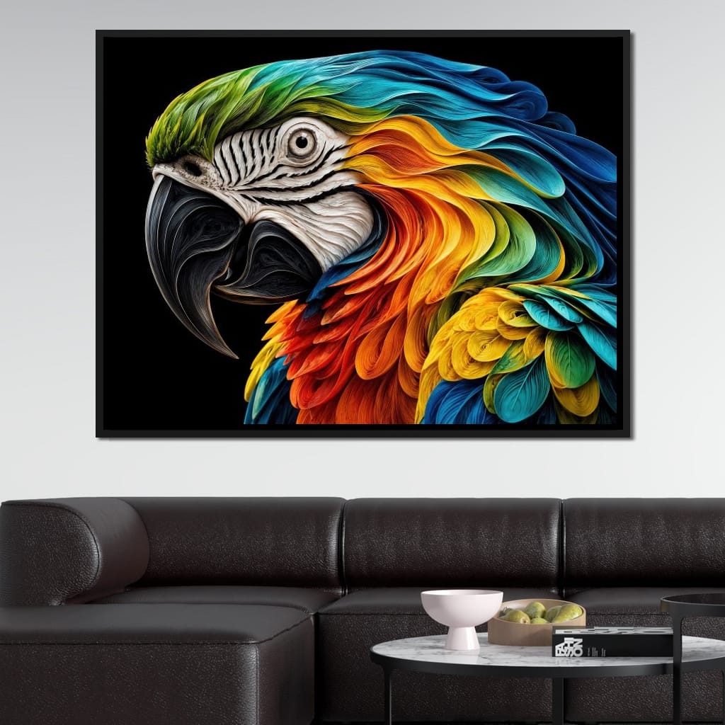 The Ribbon Feather Macaw Canvas Wall Art