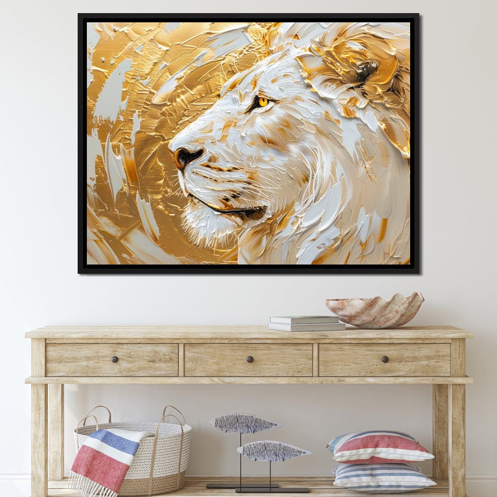 Golden Monarch Lion Canvas Wall Art