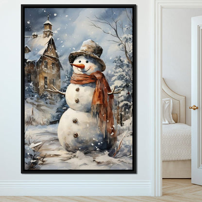 Christmas Snowman Canvas Wall Art