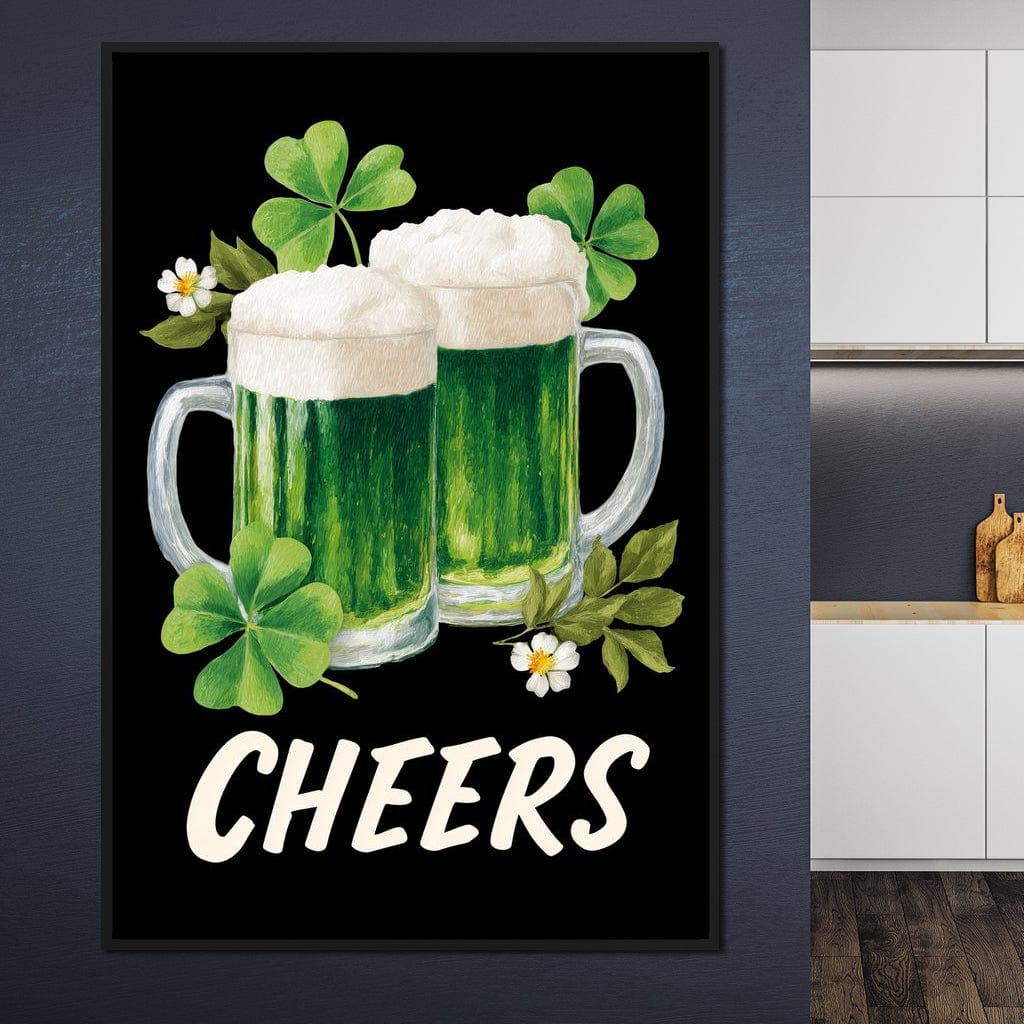 Lucky Clover Beer Cheers Canvas Wall Art