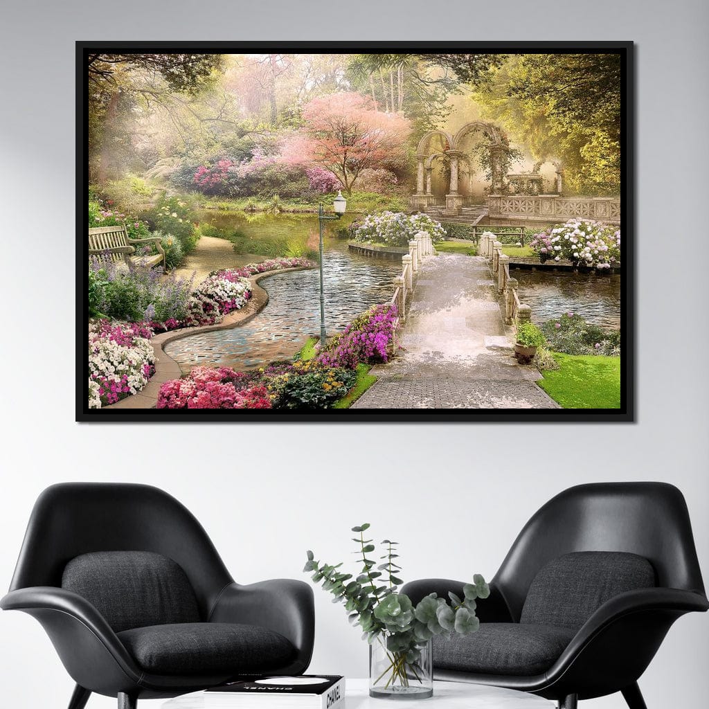 Pond Bridge Canvas Wall Art