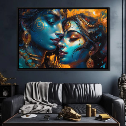 Radha & Krishna Love Story Canvas Wall Art