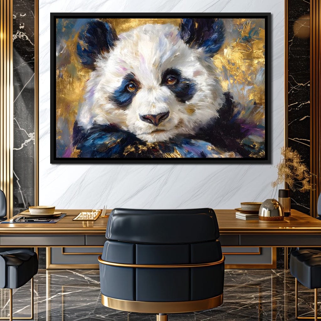 Golden Panda Daydream Portrait Canvas Wall Art