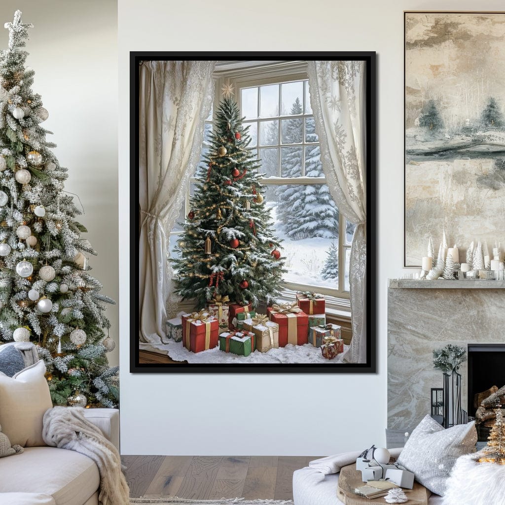 Christmas Tree by the Window Canvas Wall Art