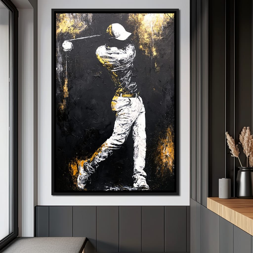 Golf Profile in Black Canvas Wall Art