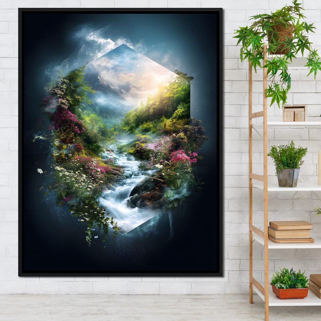 Hexagonal Nature Portal Cascade Canvas Wall Art