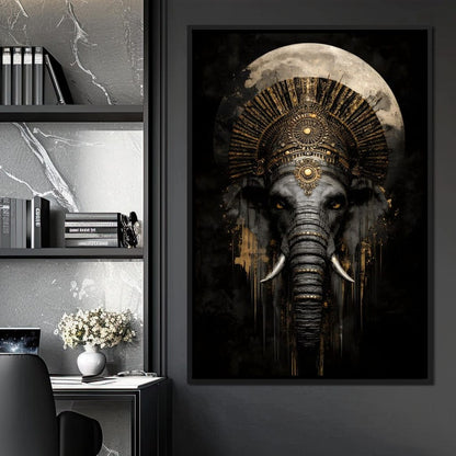 Golden Pharaoh Elephant King Canvas Wall Art