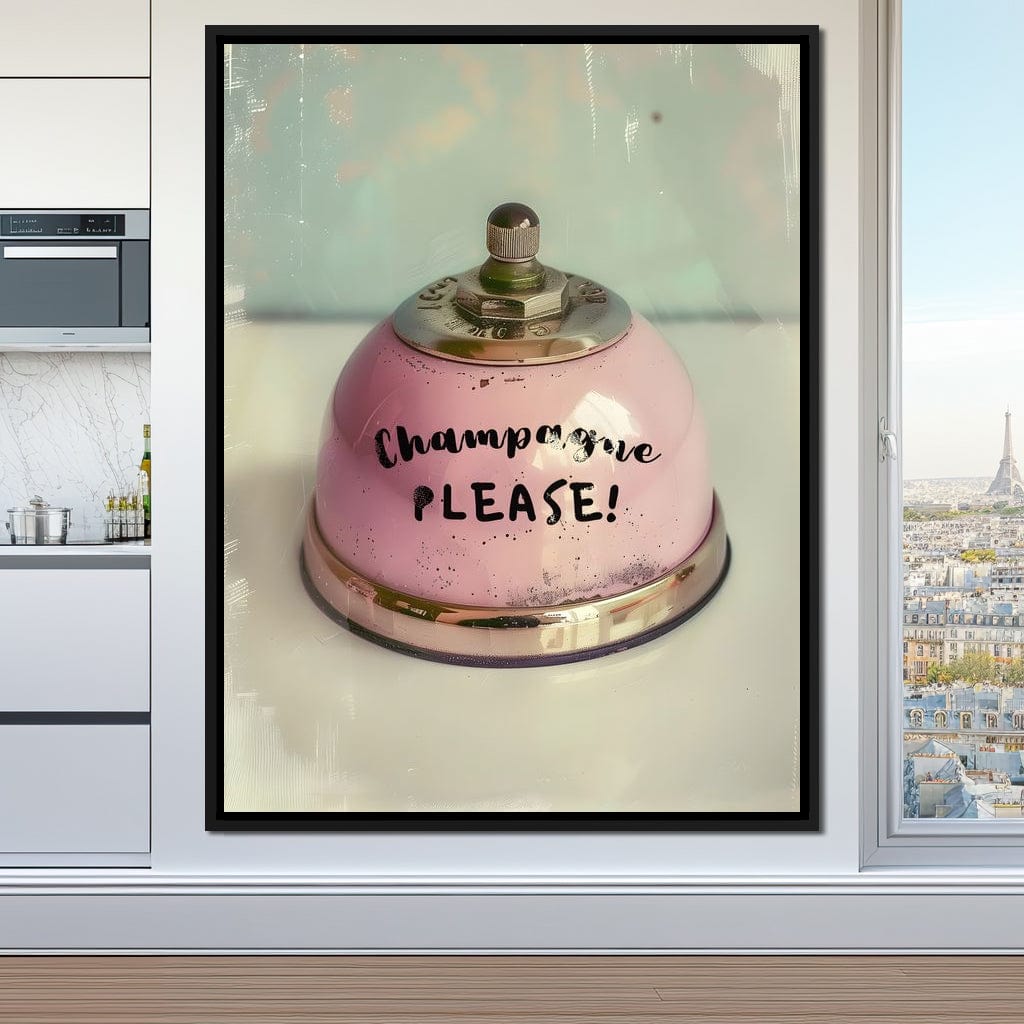 Champagne Please Service Bell Canvas Wall Art