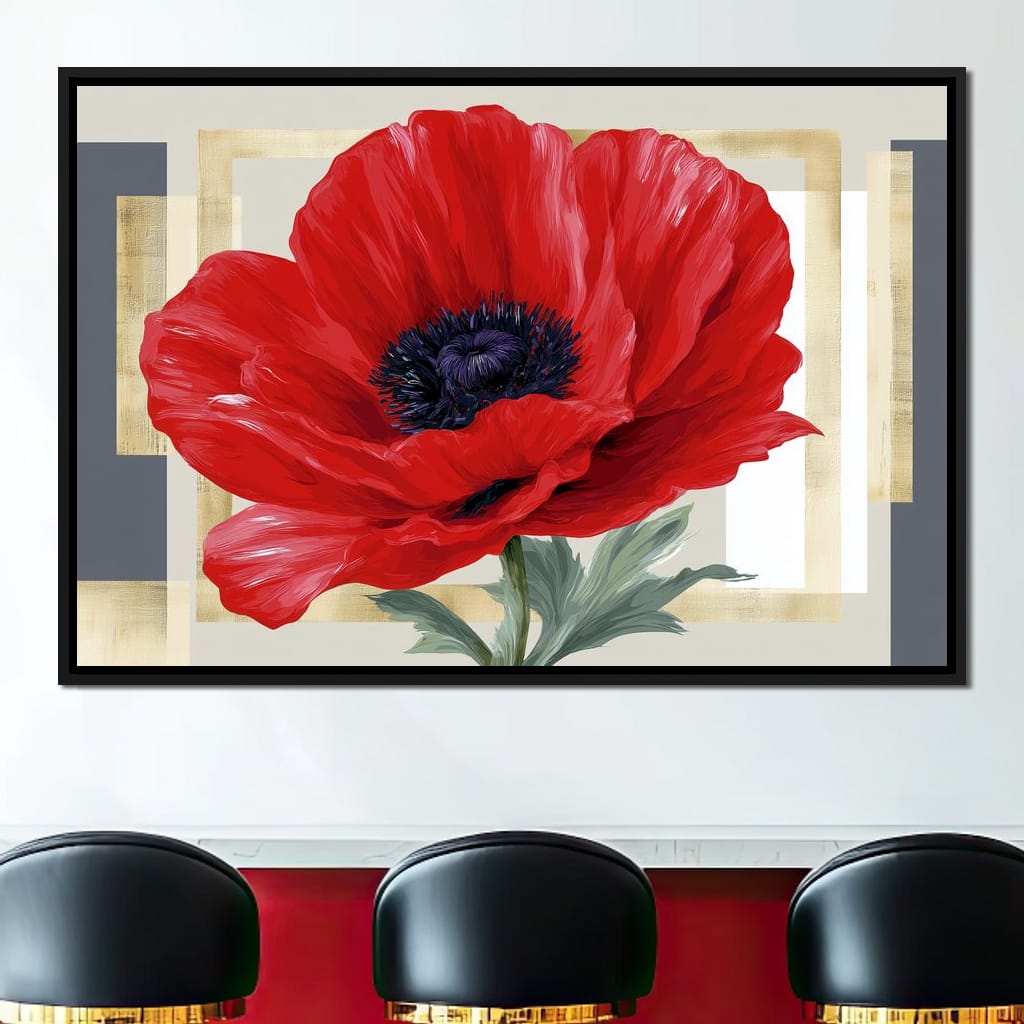 Bold Poppy Bloom Portrait Canvas Wall Art