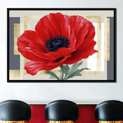 Bold Poppy Bloom Portrait Canvas Wall Art