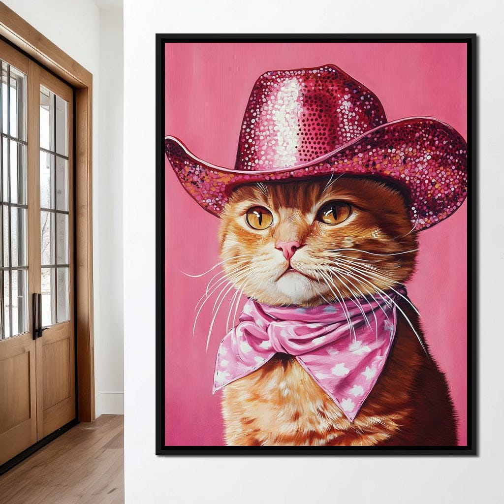 Pink Rodeo Cat Swagger Canvas Wall Art