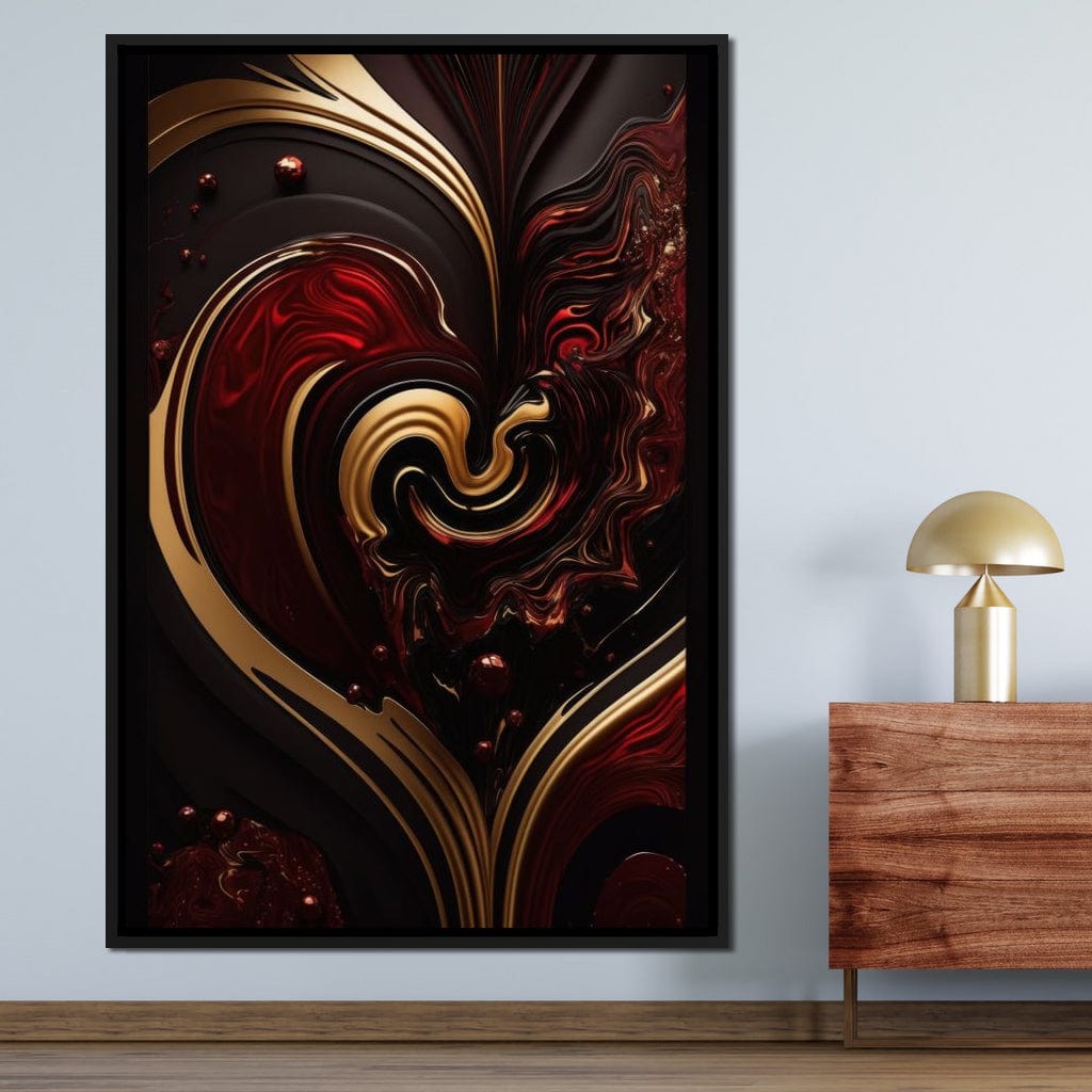 The Marble-Lux Collection: Dark Red & Vibrant Gold 05 Canvas Wall Art
