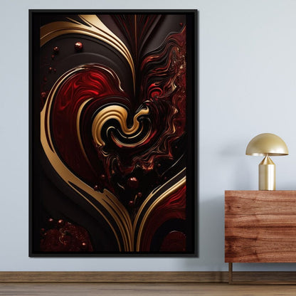The Marble-Lux Collection: Dark Red & Vibrant Gold 05 Canvas Wall Art