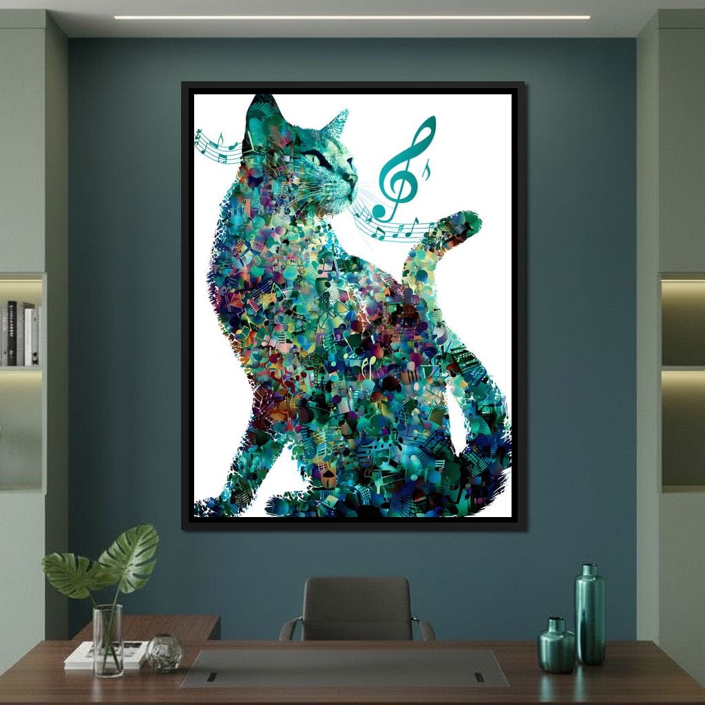 Melody Paws Neon Cat Muse Canvas Wall Art
