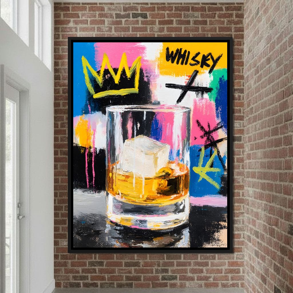 Whiskey Crown Pop Graffiti Scene Canvas Wall Art