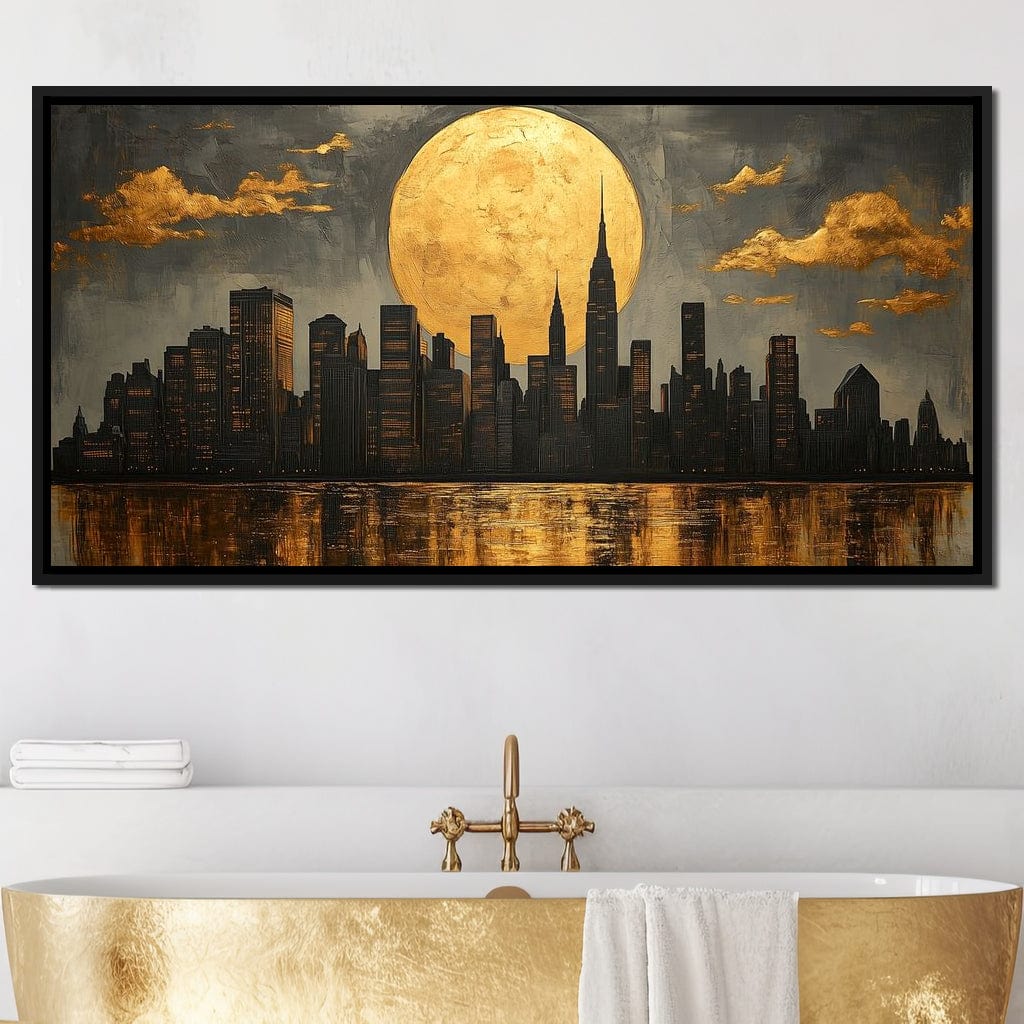 Golden Reflections Skyline Canvas Wall Art