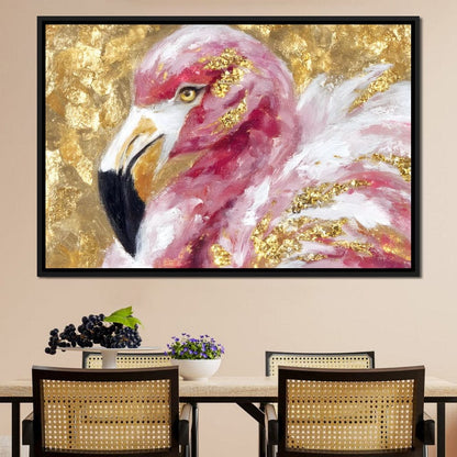 Gilded Flamingo Portrait Canvas Wall Art