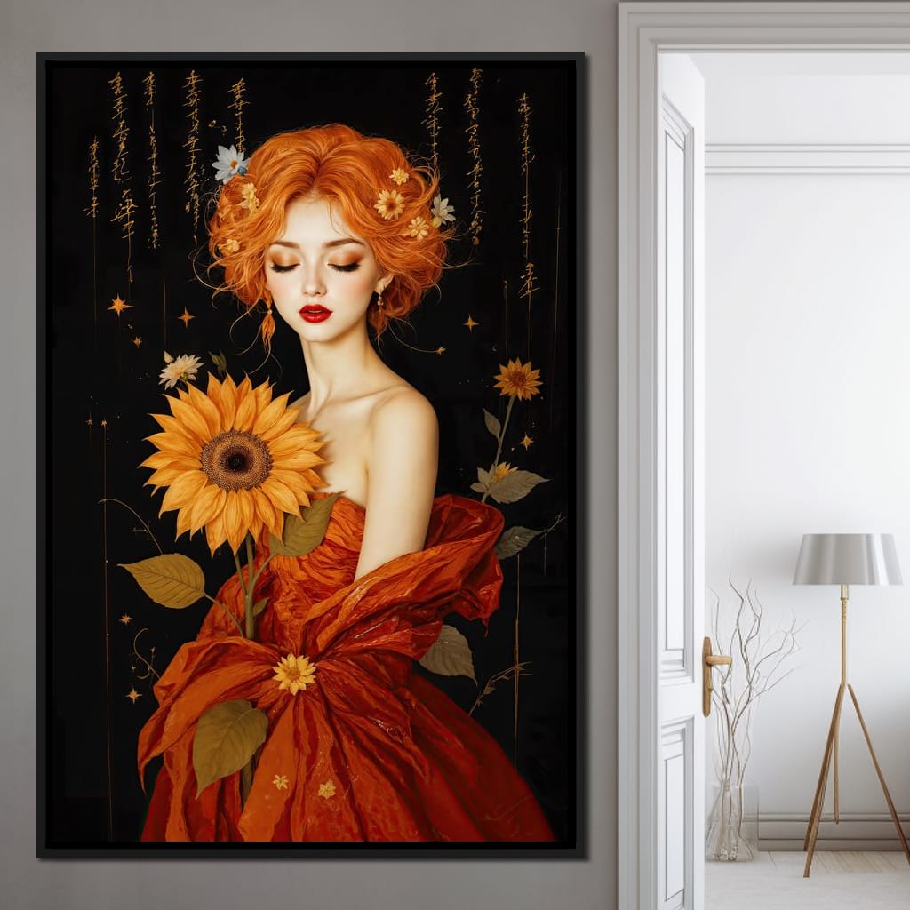 Lady Sunflower Canvas Wall Art
