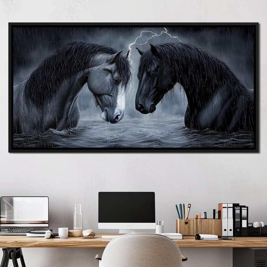 Dark Horses in the Storm Canvas Wall Art