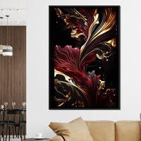 The Marble-Lux Collection: Dark Red & Vibrant Gold 02 Canvas Wall Art