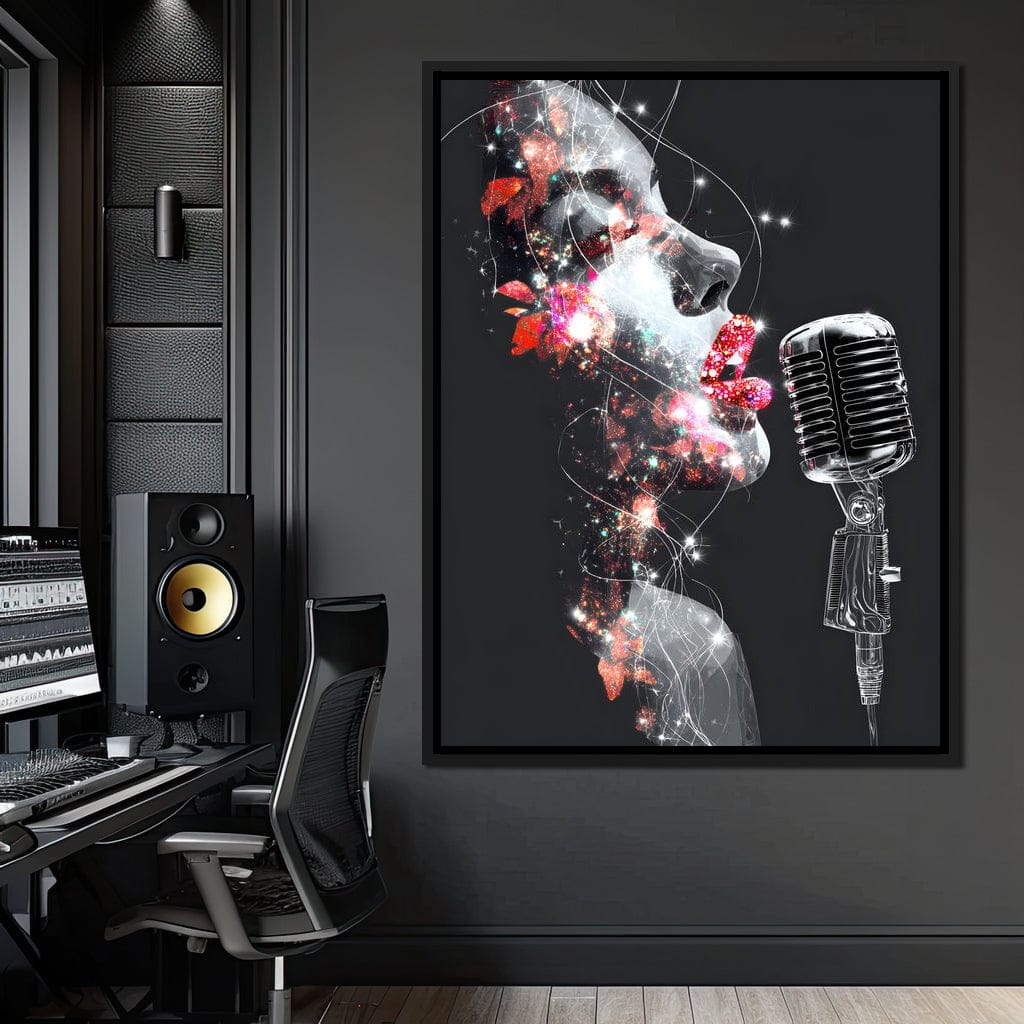 Cosmic Vocalist Neon Kiss Canvas Wall Art