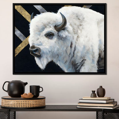 Gilded Plains White Bison Canvas Wall Art