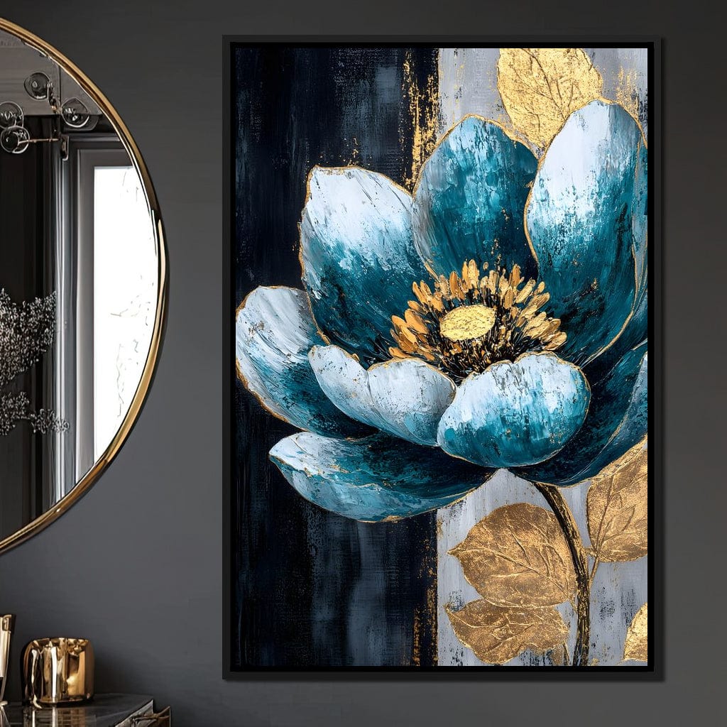 Radiant Petals Golden Harmony Canvas Wall Art