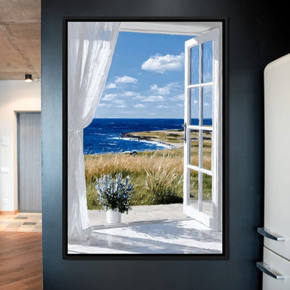 Ocean Breeze Through Open Window Canvas Wall Art