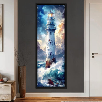 Lighthouse Beacon at Sea Canvas Wall Art