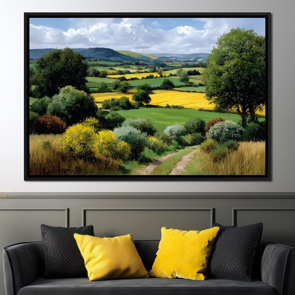 Golden Fields Country Path Canvas Wall Art