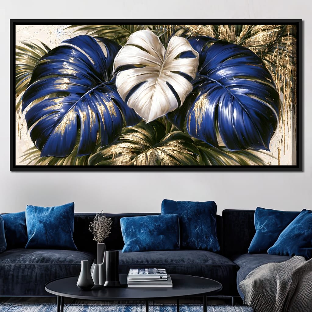 Gilded Foliage Under Midnight Light Canvas Wall Art