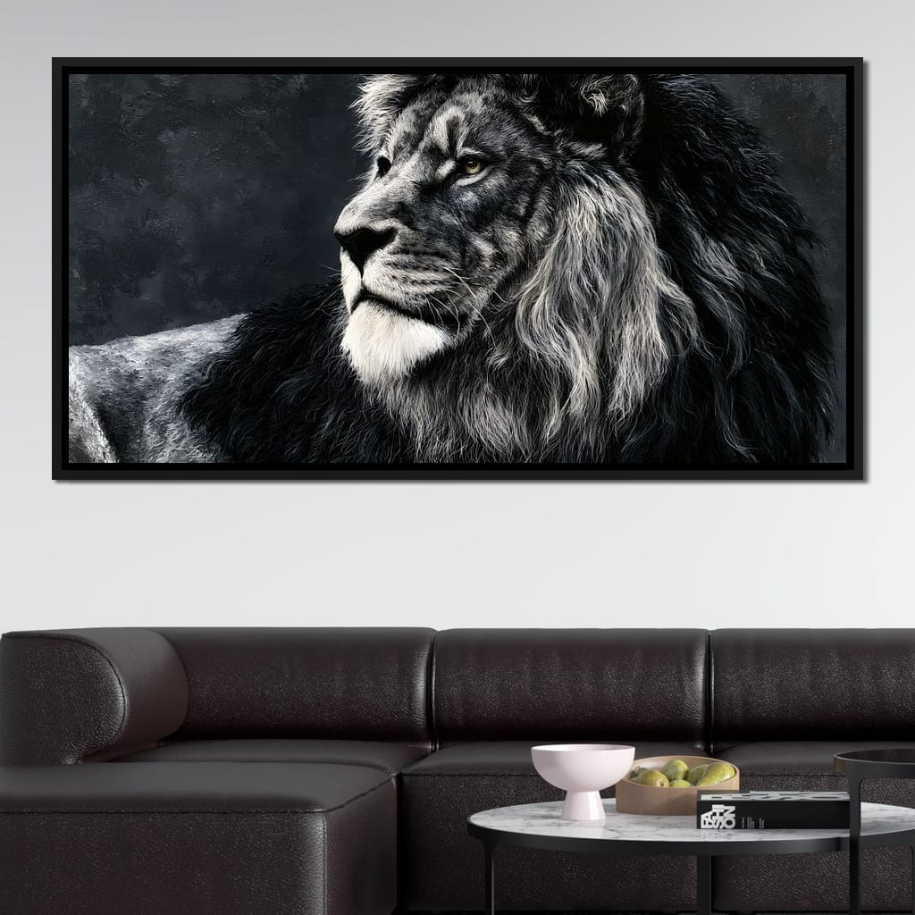 Somber Lion Canvas Wall Art