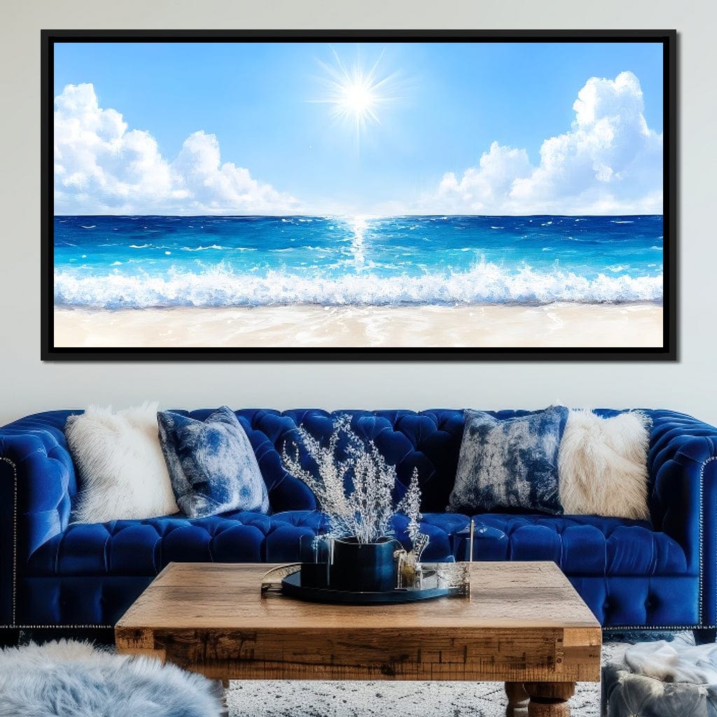 Endless Horizon Sunlit Beach Canvas Wall Art