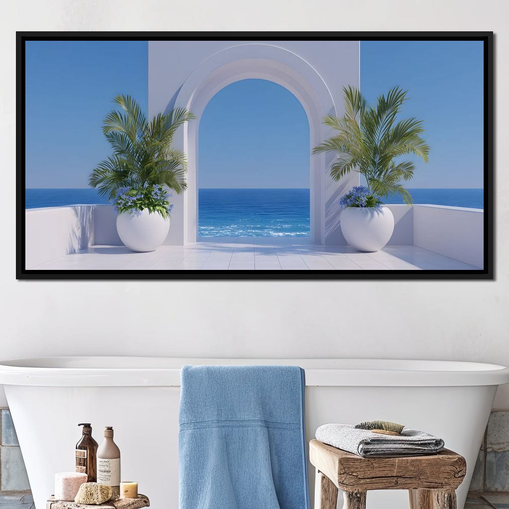 Sunlit Coastal Archway Escape Canvas Wall Art