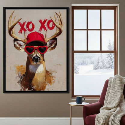 XOXO Deer Love Shades Portrait Canvas Wall Art