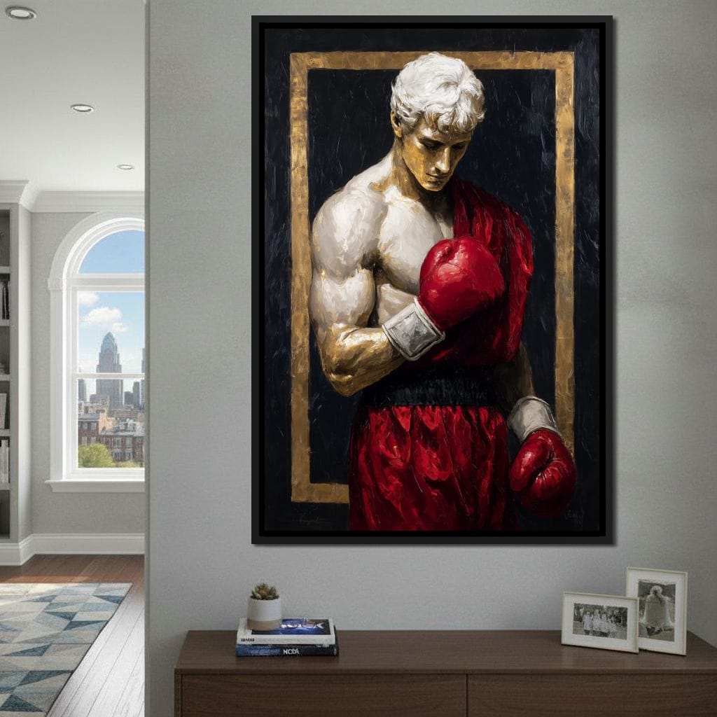 Golden Frame Boxing Champion Canvas Wall Art