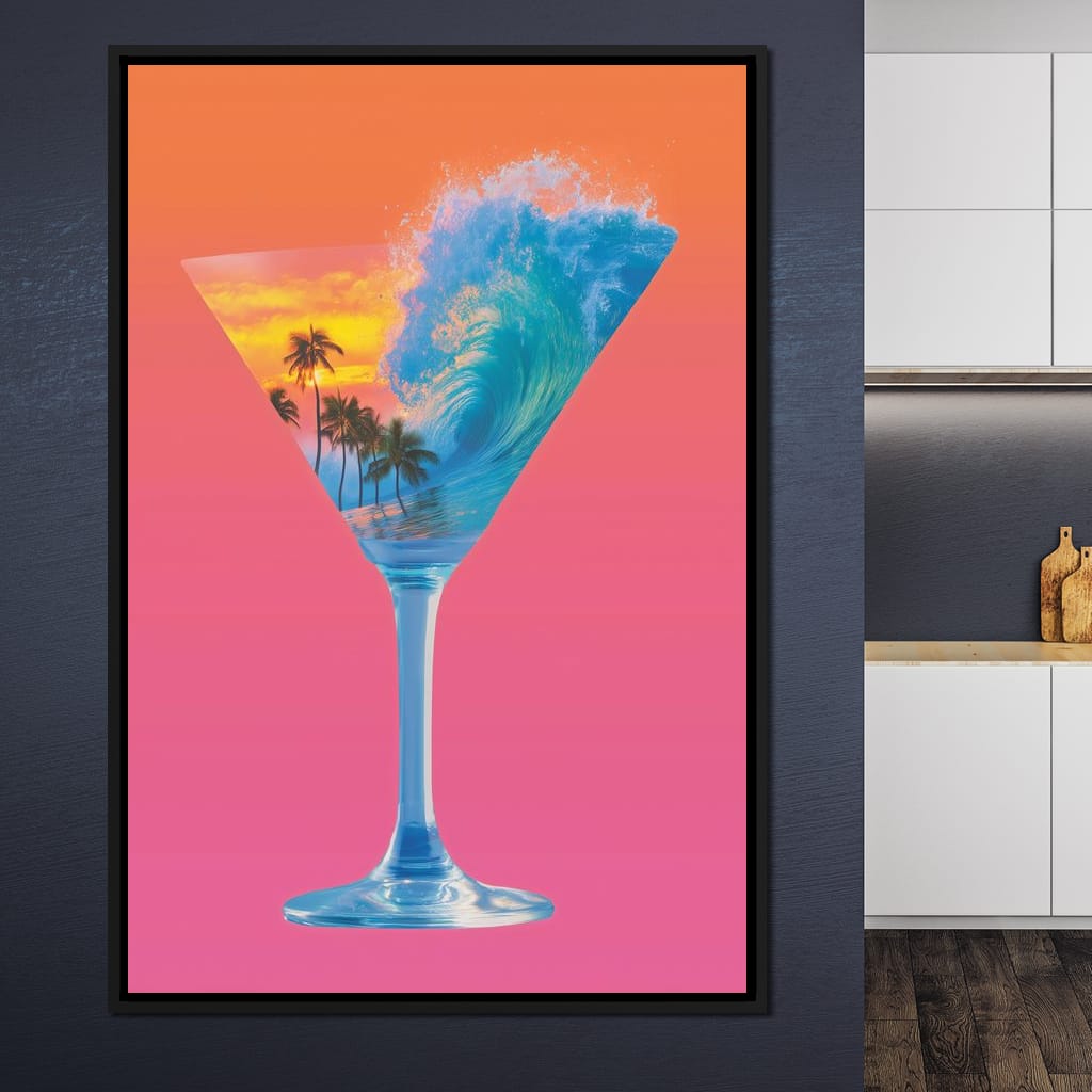 Double Exposure Martini Canvas Wall Art