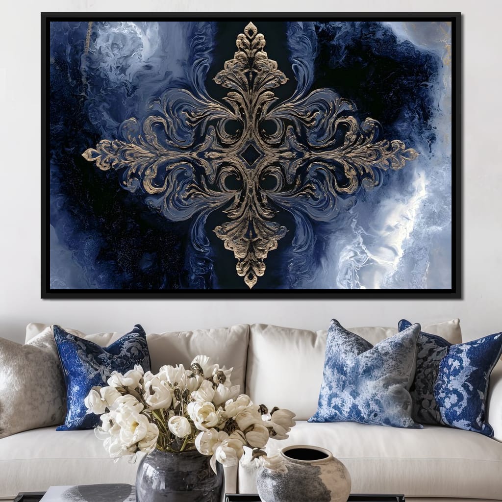 Gilded Blue Reverie Canvas Wall Art