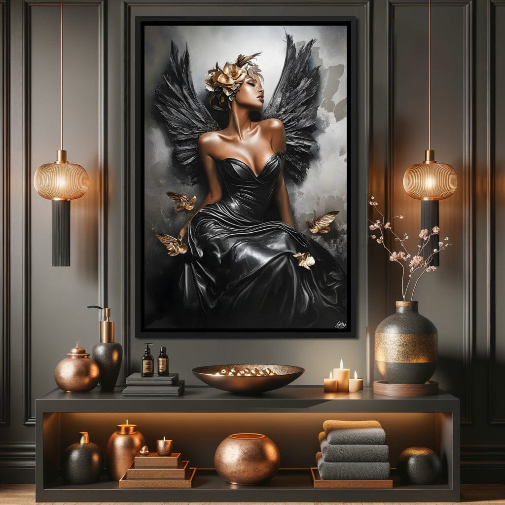 Golden Wings of Elegance Canvas Wall Art