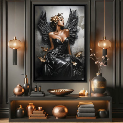 Golden Wings of Elegance Canvas Wall Art