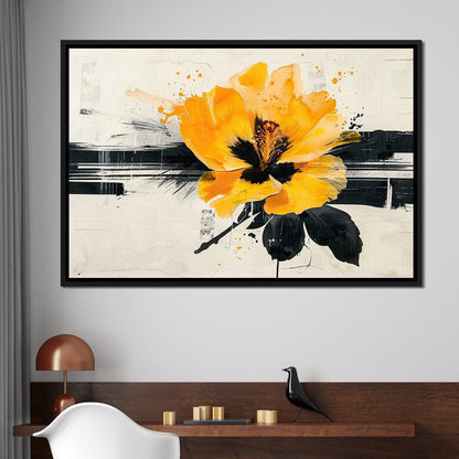 Golden Petal Contrast Canvas Wall Art