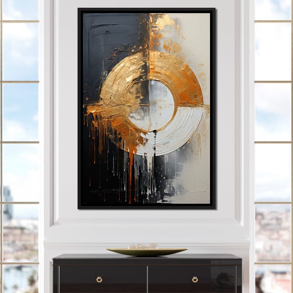Abyssal Echoes in Gold Abstract Canvas Wall Art